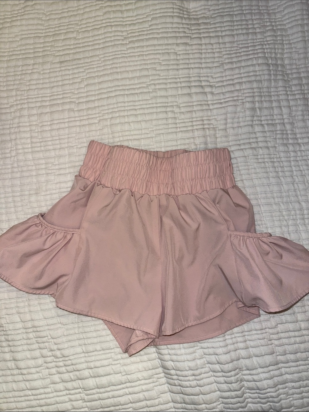 Women's Pink Ruffle Waist Shorts